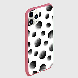 Чехол iPhone 11 Pro матовый Черные полосатые шары на белом, цвет: 3D-малиновый — фото 2