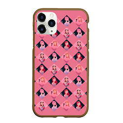 Чехол iPhone 11 Pro матовый Розовая клеточка black pink