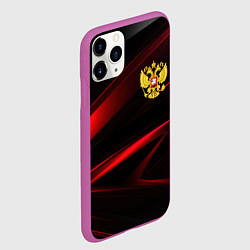 Чехол iPhone 11 Pro матовый Золотистый герб России, цвет: 3D-фиолетовый — фото 2
