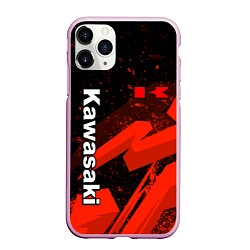 Чехол iPhone 11 Pro матовый Кавасаки - красные брызги, цвет: 3D-розовый