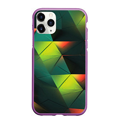 Чехол iPhone 11 Pro матовый Геометрические зеленые фигуры, цвет: 3D-фиолетовый