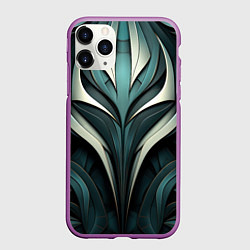 Чехол iPhone 11 Pro матовый Абстрактные узор в виде лица, цвет: 3D-фиолетовый