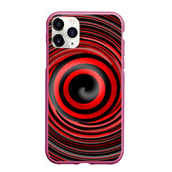 Чехол iPhone 11 Pro матовый Красно-черный вихрь, цвет: 3D-малиновый