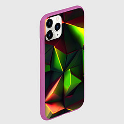 Чехол iPhone 11 Pro матовый Объемные зеленые треугольники, цвет: 3D-фиолетовый — фото 2