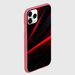 Чехол iPhone 11 Pro матовый Red lighting black background, цвет: 3D-малиновый — фото 2