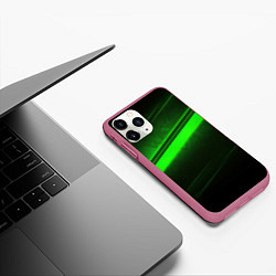 Чехол iPhone 11 Pro матовый Green line, цвет: 3D-малиновый — фото 2