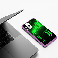 Чехол iPhone 11 Pro матовый Juventus green logo neon, цвет: 3D-фиолетовый — фото 2