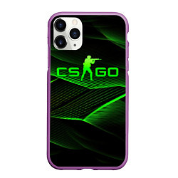 Чехол iPhone 11 Pro матовый CSGO green abstract lines