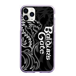 Чехол iPhone 11 Pro матовый Балдурс гейт 3 - черный дракон, цвет: 3D-светло-сиреневый