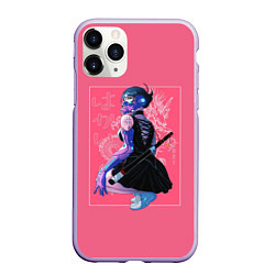 Чехол iPhone 11 Pro матовый Кибер девушка, цвет: 3D-светло-сиреневый