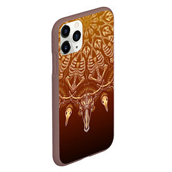 Чехол iPhone 11 Pro матовый Большая костяная мандала, цвет: 3D-коричневый — фото 2