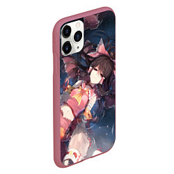 Чехол iPhone 11 Pro матовый Touhou Project Рейму Hakurei, цвет: 3D-малиновый — фото 2