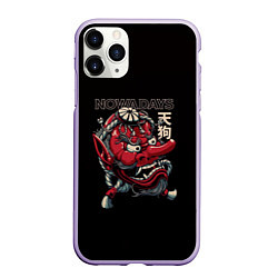 Чехол iPhone 11 Pro матовый Демон японии, цвет: 3D-светло-сиреневый