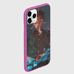 Чехол iPhone 11 Pro матовый Клинок рассекающий демонов Tanjirou Kamado, цвет: 3D-фиолетовый — фото 2