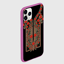 Чехол iPhone 11 Pro матовый Растительный цветочный орнамент - красные розы на, цвет: 3D-фиолетовый — фото 2