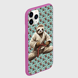 Чехол iPhone 11 Pro матовый Кунг-фу ленивец, цвет: 3D-фиолетовый — фото 2