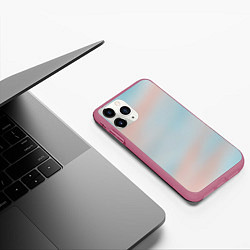 Чехол iPhone 11 Pro матовый Нежно розовые и голубые размытия, цвет: 3D-малиновый — фото 2