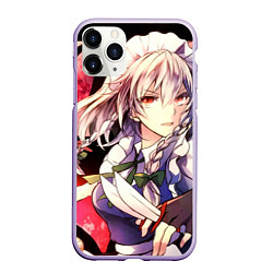 Чехол iPhone 11 Pro матовый Touhou Project Сакуя Izayoi, цвет: 3D-светло-сиреневый