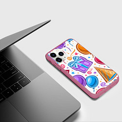 Чехол iPhone 11 Pro матовый Вечеринка, цвет: 3D-малиновый — фото 2