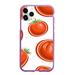 Чехол iPhone 11 Pro матовый Помидорчики, цвет: 3D-фиолетовый