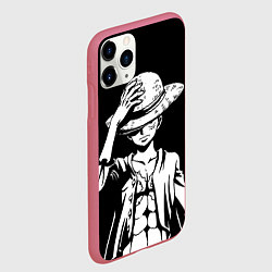 Чехол iPhone 11 Pro матовый Ван пис - Луффи снимает шляпу, цвет: 3D-малиновый — фото 2