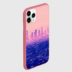 Чехол iPhone 11 Pro матовый Город в розовом и фиолетовом цветах, цвет: 3D-малиновый — фото 2