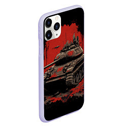 Чехол iPhone 11 Pro матовый Танк т54 красный фон, цвет: 3D-светло-сиреневый — фото 2