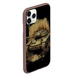 Чехол iPhone 11 Pro матовый Т54 русский танк, цвет: 3D-коричневый — фото 2