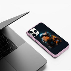 Чехол iPhone 11 Pro матовый Cool capybara - cyberpunk - neural network, цвет: 3D-розовый — фото 2