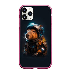 Чехол iPhone 11 Pro матовый Cool capybara - cyberpunk - neural network