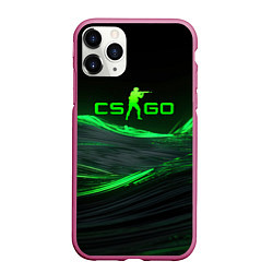 Чехол iPhone 11 Pro матовый CSGO neon green logo, цвет: 3D-малиновый
