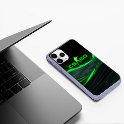 Чехол iPhone 11 Pro матовый CSGO neon green logo, цвет: 3D-светло-сиреневый — фото 2