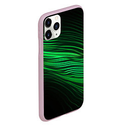 Чехол iPhone 11 Pro матовый Green neon lines, цвет: 3D-розовый — фото 2