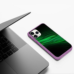 Чехол iPhone 11 Pro матовый Green neon lines, цвет: 3D-фиолетовый — фото 2