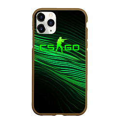 Чехол iPhone 11 Pro матовый CSGO green lines logo, цвет: 3D-коричневый