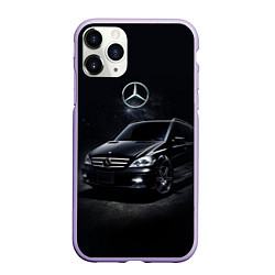 Чехол iPhone 11 Pro матовый Mercedes black, цвет: 3D-светло-сиреневый