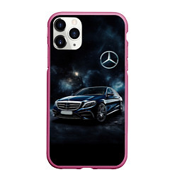 Чехол iPhone 11 Pro матовый Mercedes Benz galaxy, цвет: 3D-малиновый