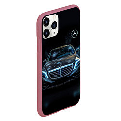 Чехол iPhone 11 Pro матовый Черный мерседес, цвет: 3D-малиновый — фото 2