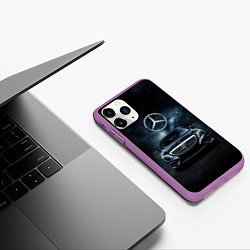 Чехол iPhone 11 Pro матовый Mercedes Benz black, цвет: 3D-фиолетовый — фото 2