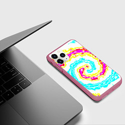 Чехол iPhone 11 Pro матовый Тай-дай триппи, цвет: 3D-малиновый — фото 2