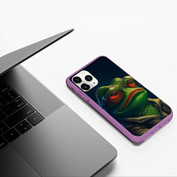 Чехол iPhone 11 Pro матовый Pepe frog, цвет: 3D-фиолетовый — фото 2