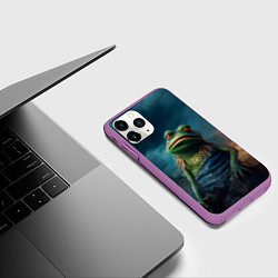 Чехол iPhone 11 Pro матовый Уставший Пепе, цвет: 3D-фиолетовый — фото 2