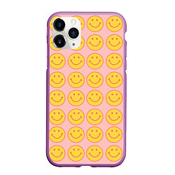 Чехол iPhone 11 Pro матовый Smiley, цвет: 3D-фиолетовый