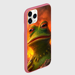 Чехол iPhone 11 Pro матовый Пепе в огне, цвет: 3D-малиновый — фото 2