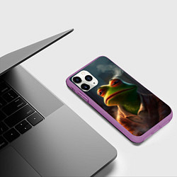 Чехол iPhone 11 Pro матовый Frog Pepe, цвет: 3D-фиолетовый — фото 2