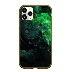 Чехол iPhone 11 Pro матовый Зеленая объемная текстура, цвет: 3D-коричневый