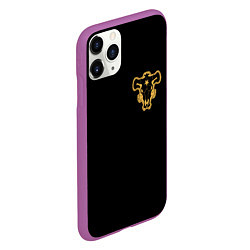 Чехол iPhone 11 Pro матовый Чёрный клевер - форма быка, цвет: 3D-фиолетовый — фото 2