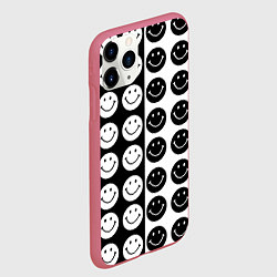 Чехол iPhone 11 Pro матовый Smiley black and white, цвет: 3D-малиновый — фото 2