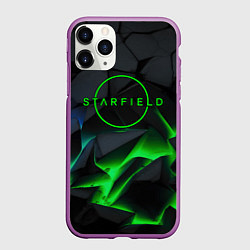 Чехол iPhone 11 Pro матовый Stafield logo green fire, цвет: 3D-фиолетовый