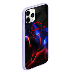 Чехол iPhone 11 Pro матовый Starfield red logo, цвет: 3D-светло-сиреневый — фото 2